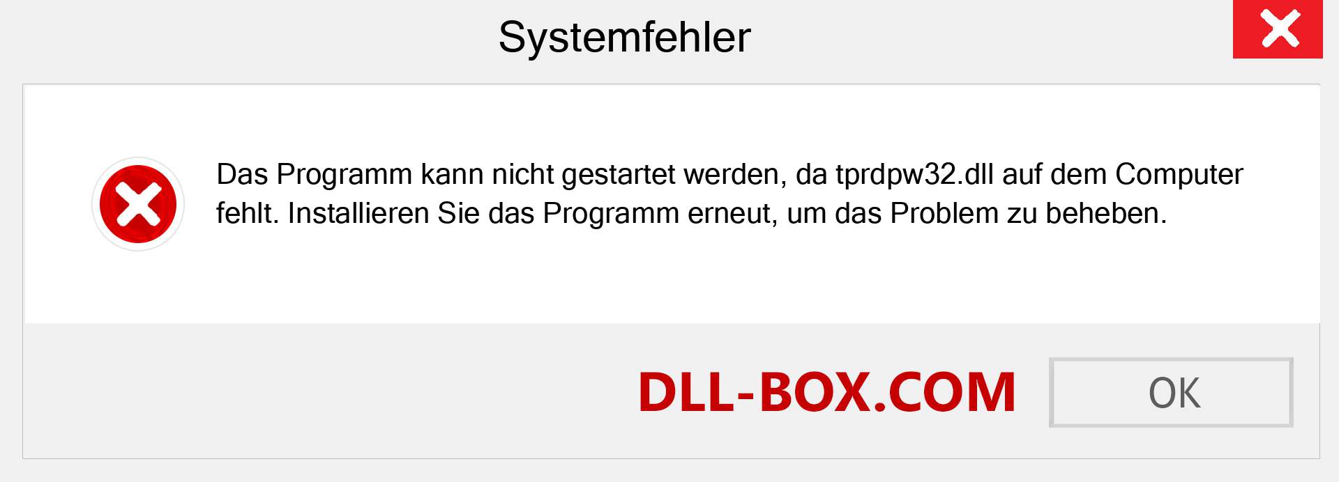 tprdpw32.dll-Datei fehlt?. Download für Windows 7, 8, 10 - Fix tprdpw32 dll Missing Error unter Windows, Fotos, Bildern