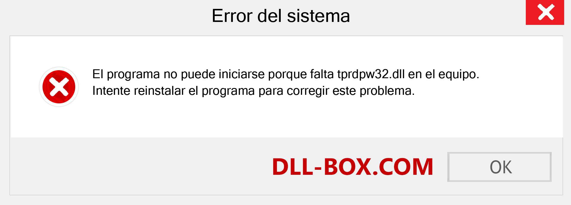 ¿Falta el archivo tprdpw32.dll ?. Descargar para Windows 7, 8, 10 - Corregir tprdpw32 dll Missing Error en Windows, fotos, imágenes