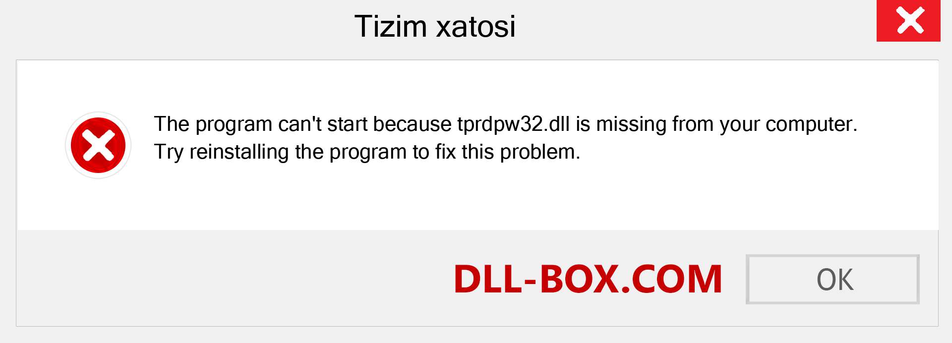 tprdpw32.dll fayli yo'qolganmi?. Windows 7, 8, 10 uchun yuklab olish - Windowsda tprdpw32 dll etishmayotgan xatoni tuzating, rasmlar, rasmlar